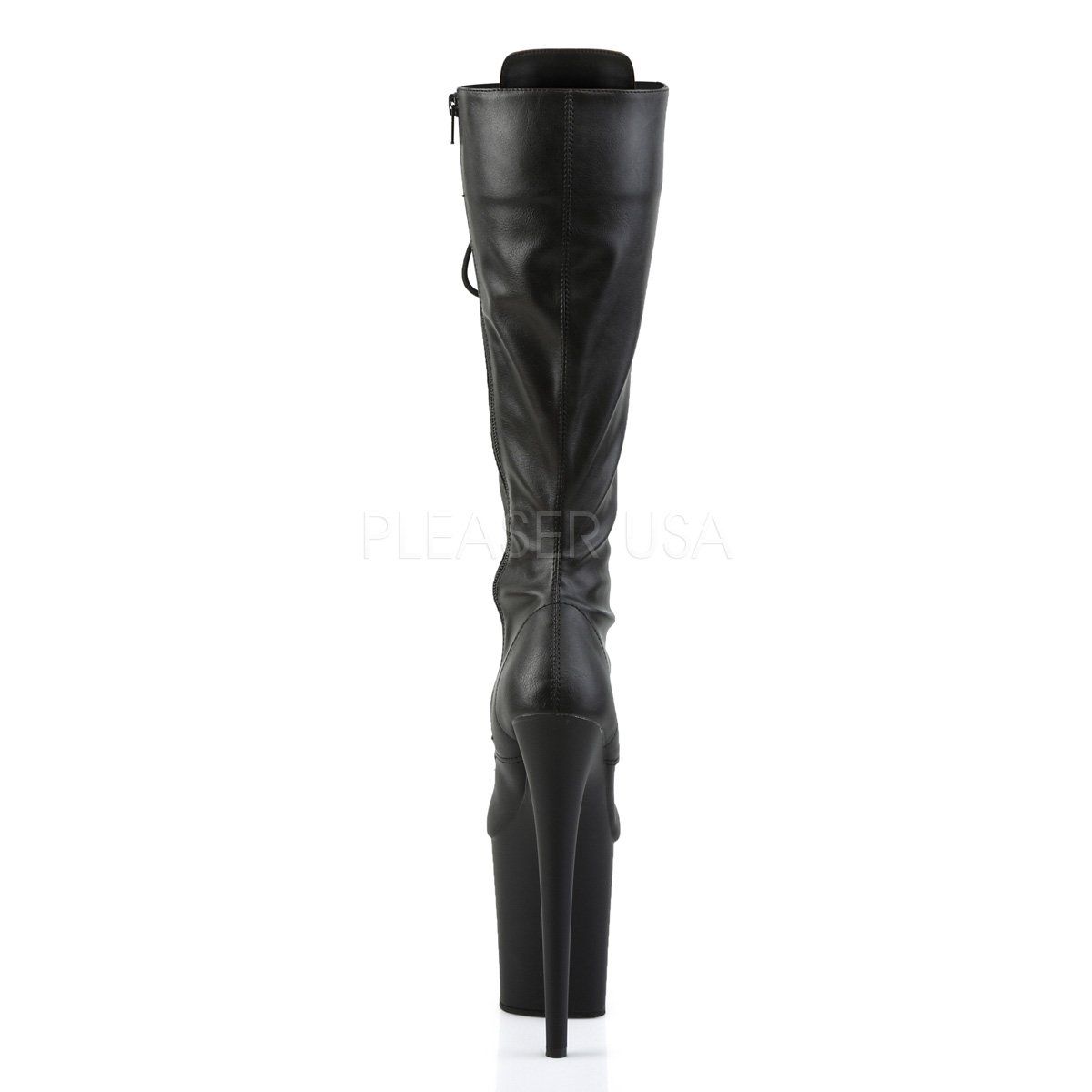 FLAMINGO-2023 Black Stretch Pu Knee Boot Pleaser