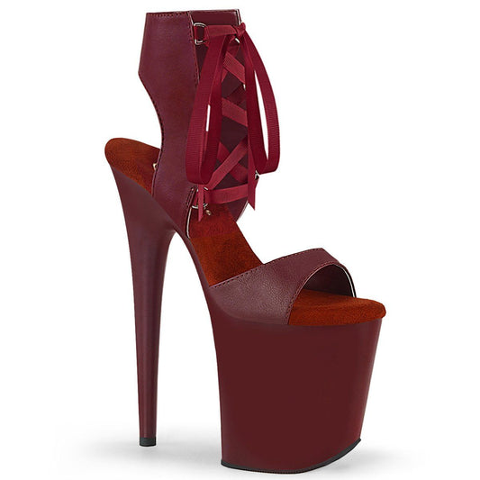FLAMINGO-800-14 Burgundy Faux Leather/Burgundy Matte Platform Sandal Pleaser