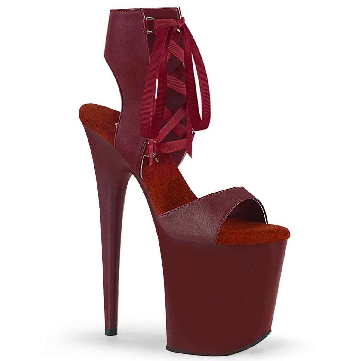 FLAMINGO-800-14 Burgundy Faux Leather/Burgundy Matte Platform Sandal Pleaser