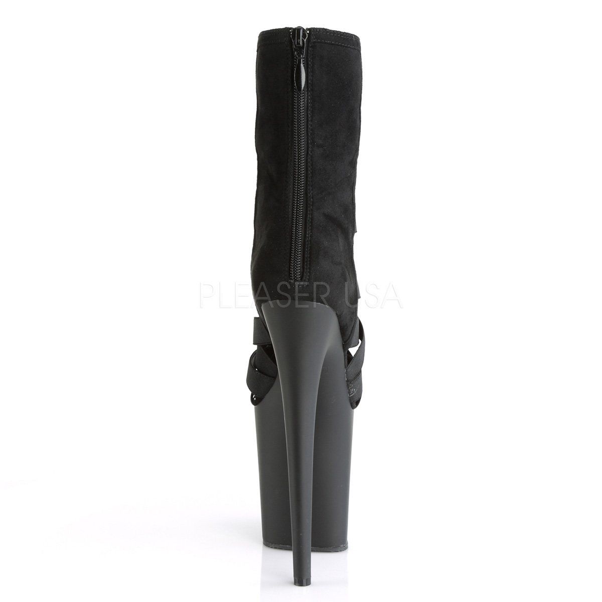 FLAMINGO-800-24 Black Elastic Band-Microfiber Platform Sandal Pleaser