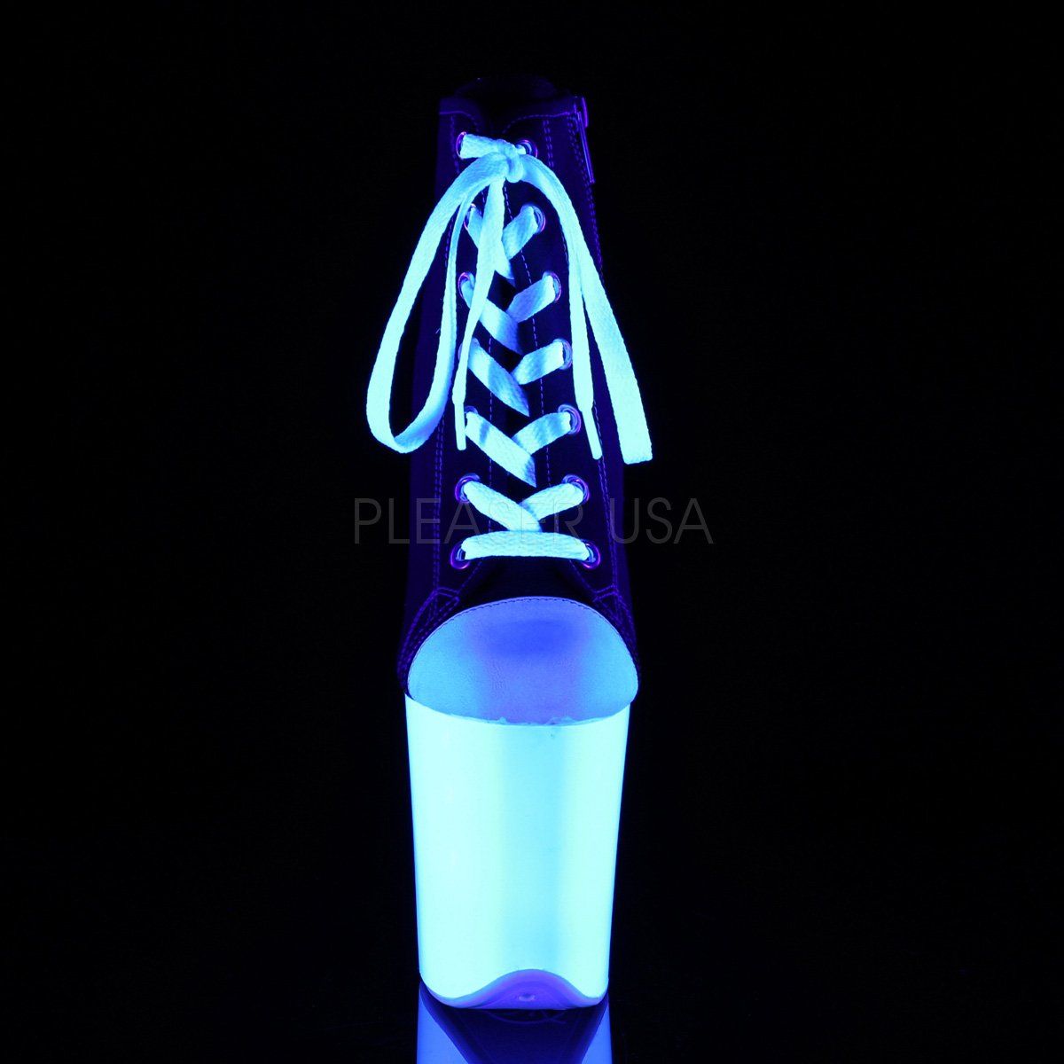 FLAMINGO-800SK-02 Black Canvas/Neon White Sneaker Heels Pleaser