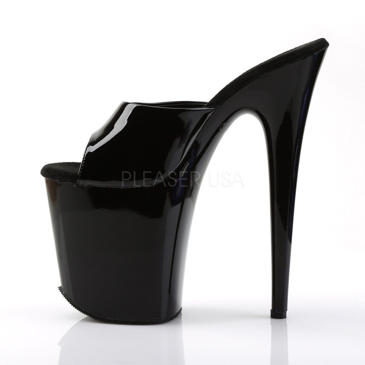 FLAMINGO-801 Black Patent Slide Pleaser