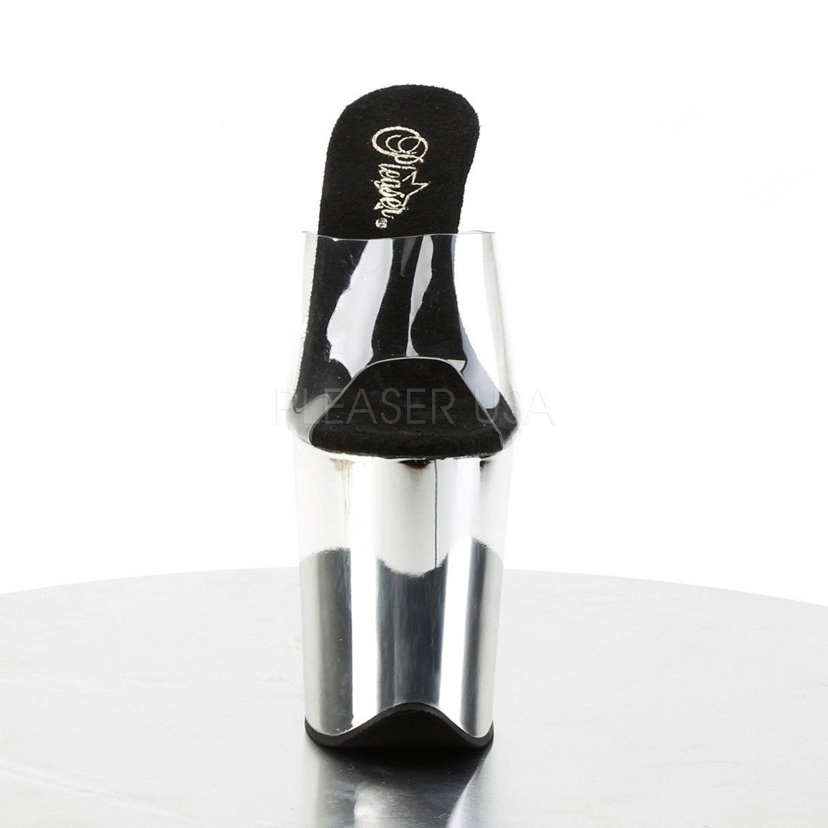 FLAMINGO-801 Clear/Silver Chrome Slide Pleaser