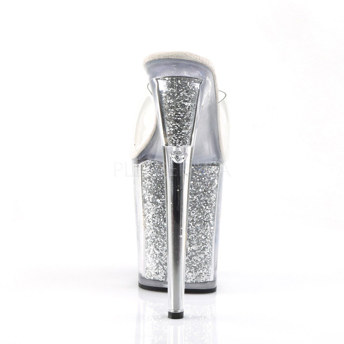 FLAMINGO-801G Clear/Silver Glitter Slide Pleaser