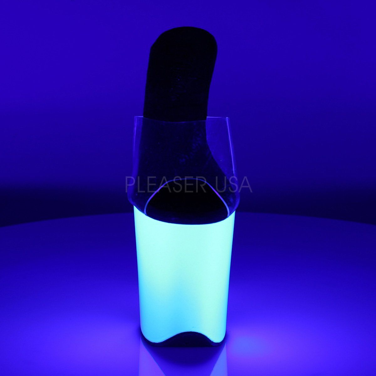 FLAMINGO-801UV Clear/Neon White Slide Pleaser