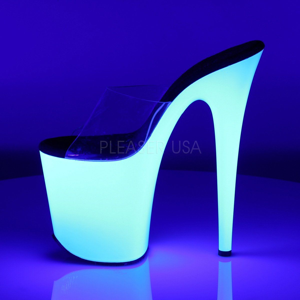 FLAMINGO-801UV Clear/Neon White Slide Pleaser