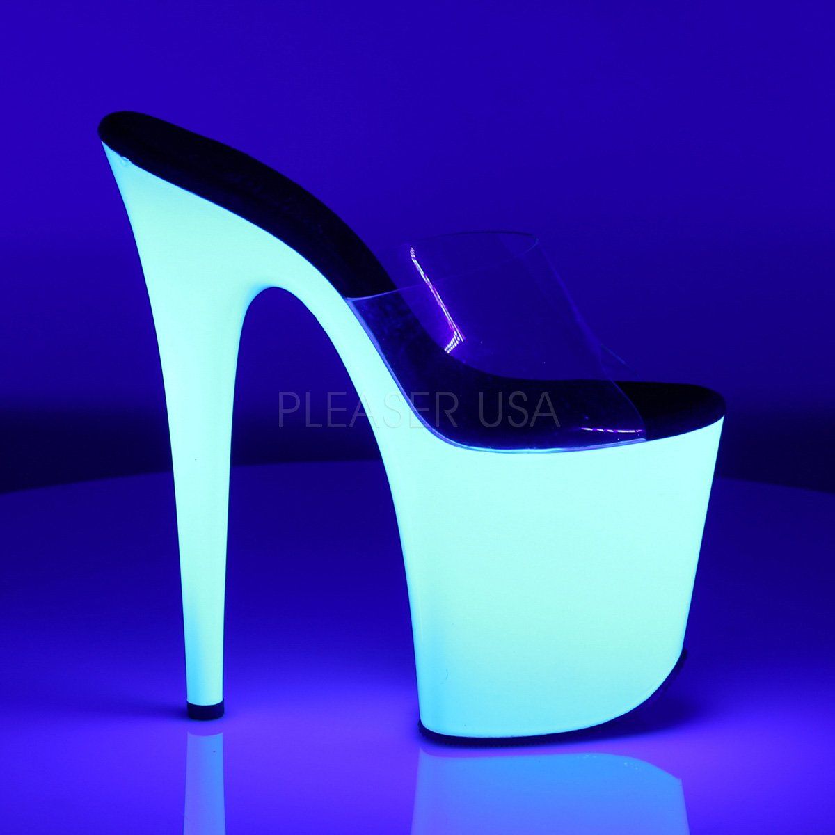FLAMINGO-801UV Clear/Neon White Slide Pleaser