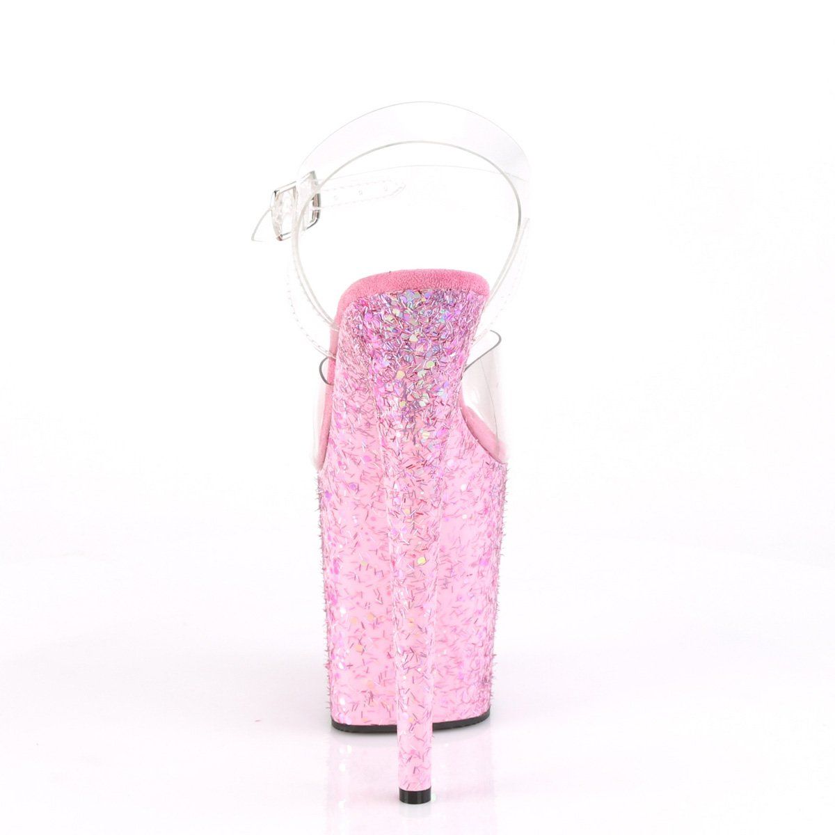 FLAMINGO-808CF Clear/Pink Confetti Platform Sandal Pleaser