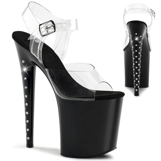 FLAMINGO-808LS Clear/Black Platform Sandal Pleaser