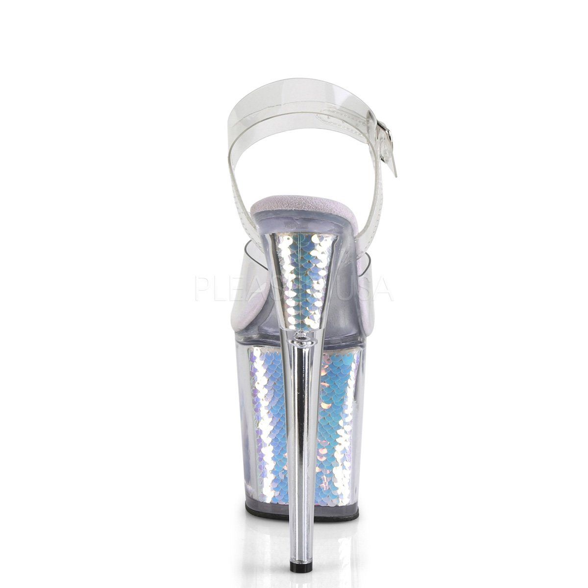 FLAMINGO-808MC Clear/Lavender Hologram Inserts Platform Sandal Pleaser