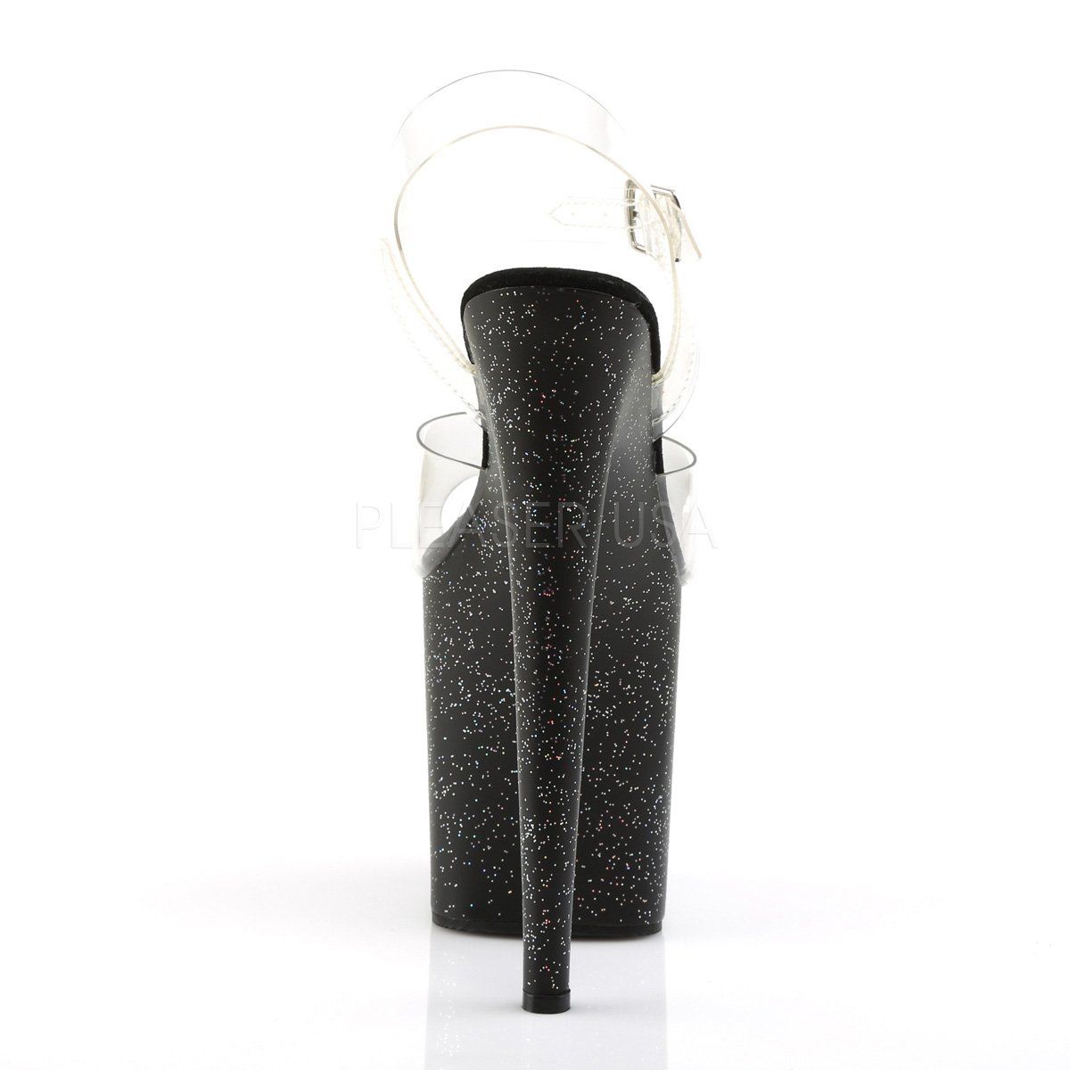 FLAMINGO-808MG Clear/Black Platform Sandal Pleaser