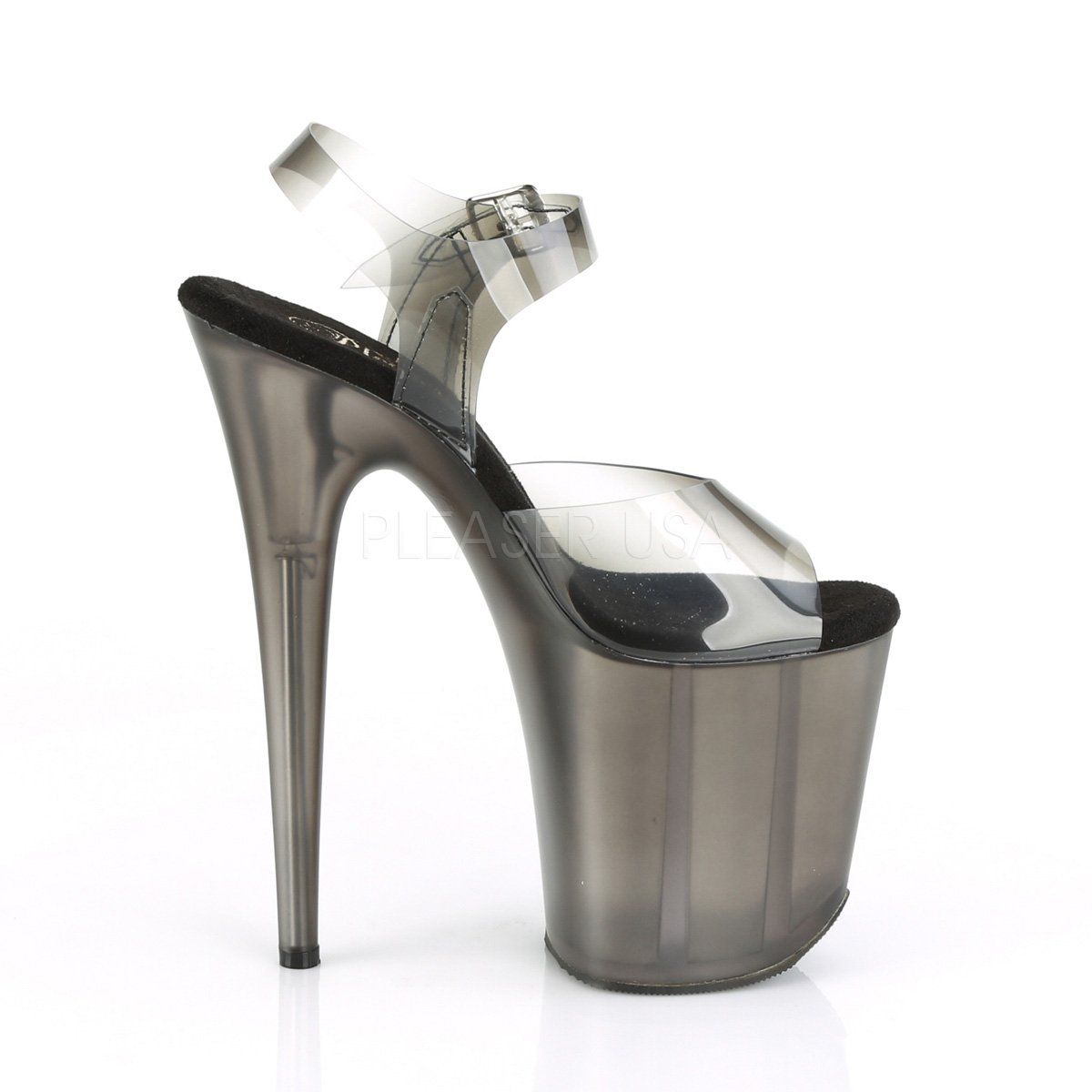 FLAMINGO-808N-T Black Gradient TPU/Smoke Tinted Platform Sandal Pleaser