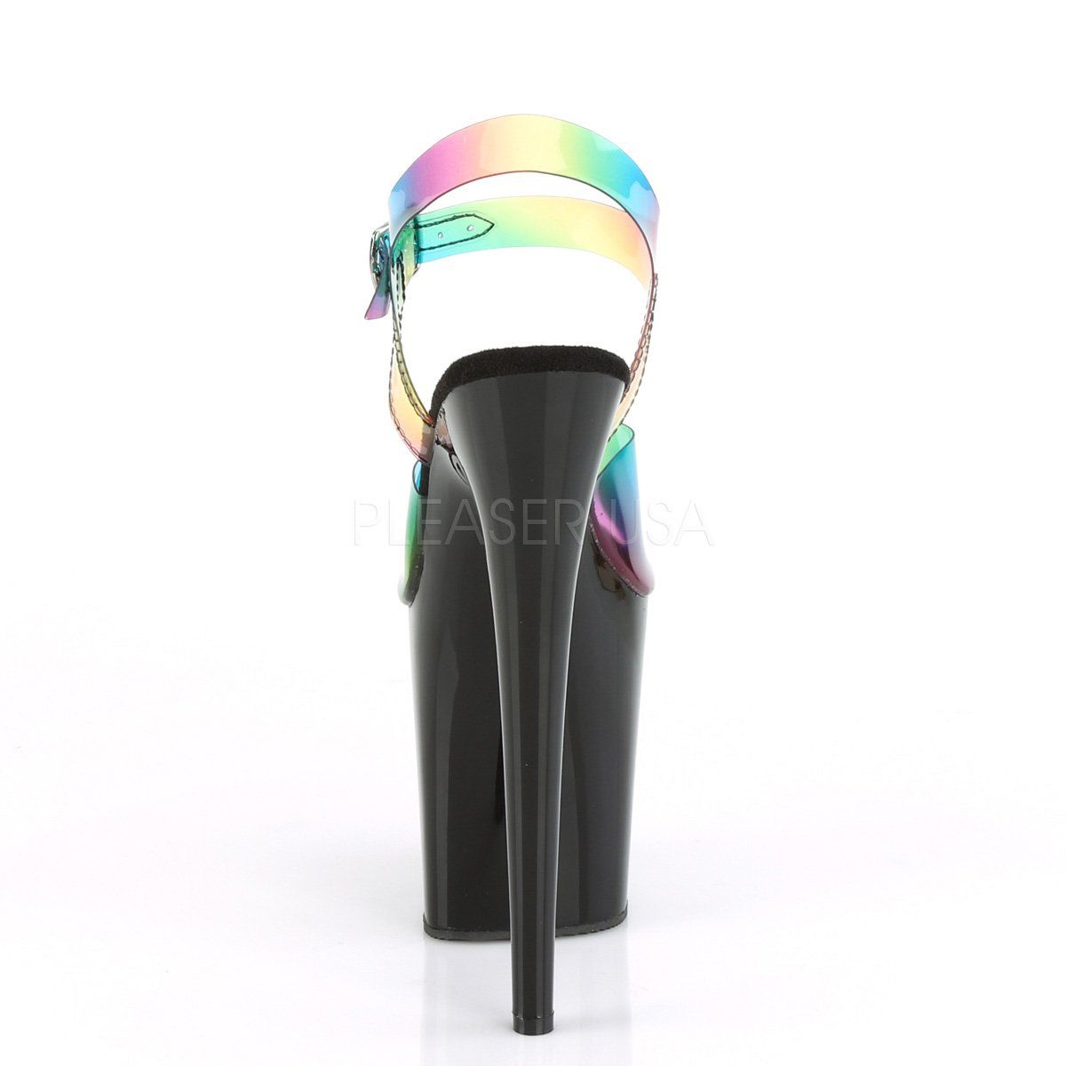 FLAMINGO-808RB Rainbow PVC/Black Platform Sandal Pleaser