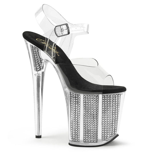 FLAMINGO-808SRS Clear/Black SRS Platform Sandal Pleaser