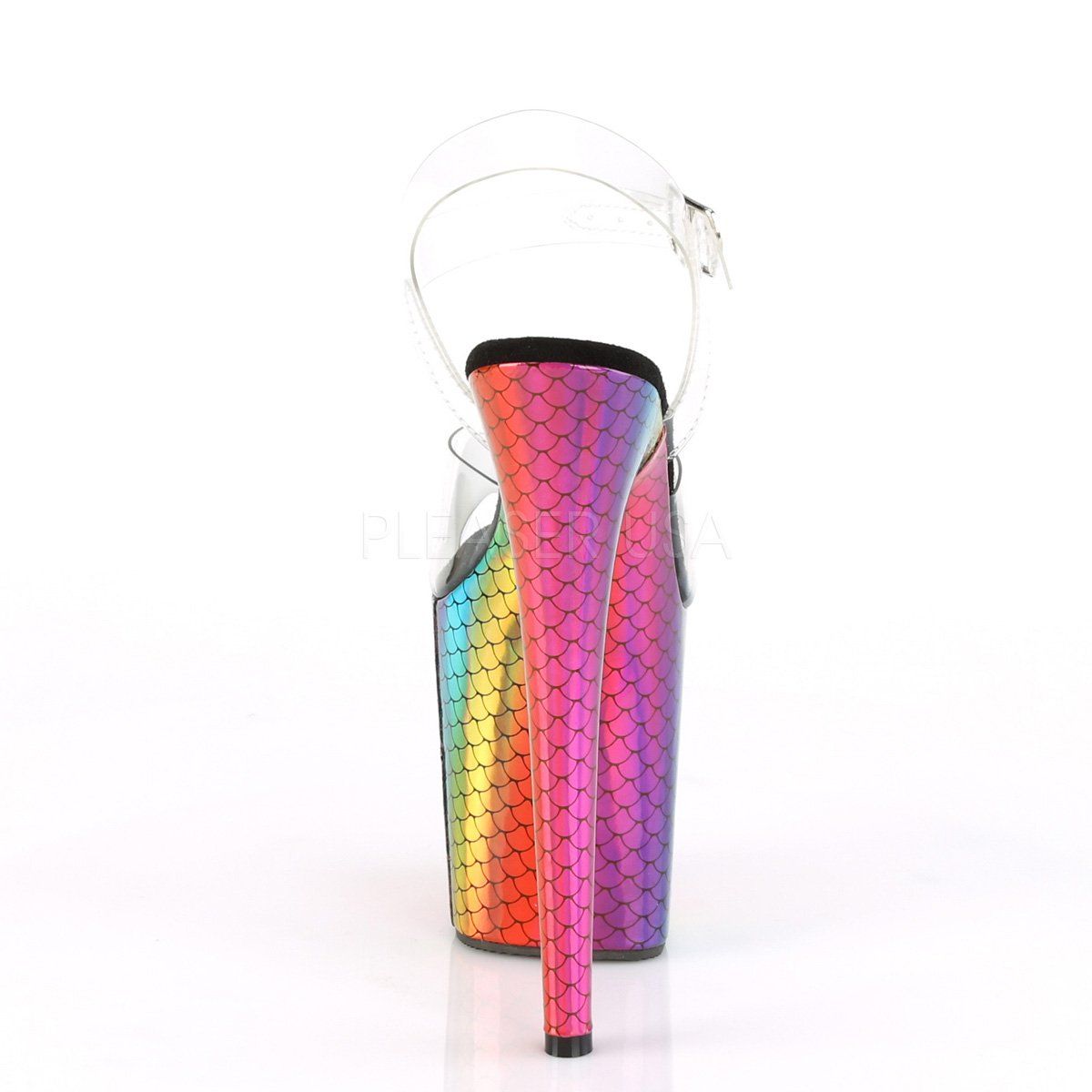 FLAMINGO-808WR Clear/Laser Rainbow Hologram Wrapped Platform Sandal Pleaser