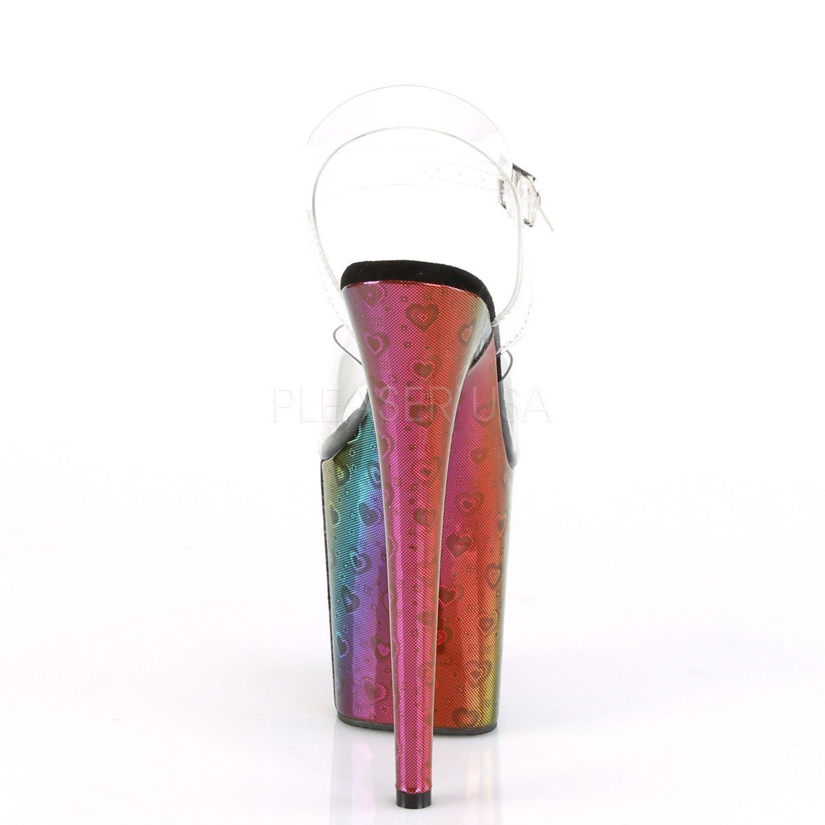 FLAMINGO-808WR Clear/Rainbow Hologram Wrapped Platform Sandal Pleaser