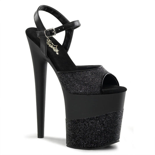 FLAMINGO-809-2G Black Glitter/Black-Glitter Platform Sandal Pleaser