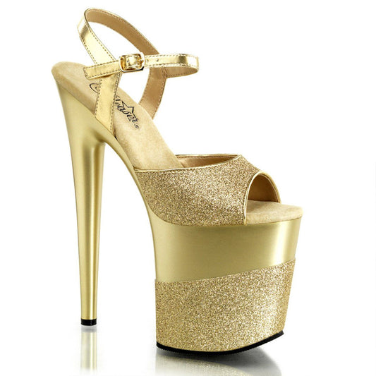 FLAMINGO-809-2G Gold Glitter/Gold-Glitter Platform Sandal Pleaser