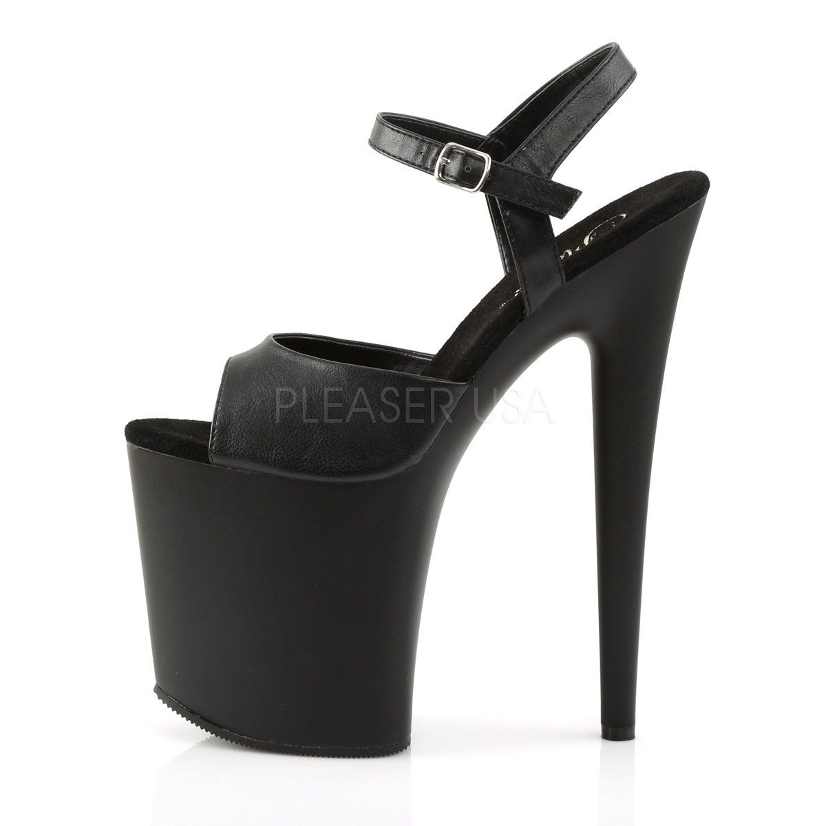 FLAMINGO-809 Black Faux Leather/Black Platform Sandal Pleaser
