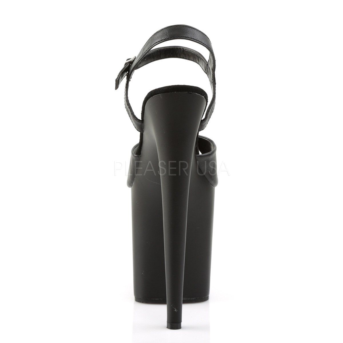 FLAMINGO-809 Black Faux Leather/Black Platform Sandal Pleaser