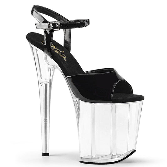 FLAMINGO-809 Black Patent/Clear Platform Sandal Pleaser