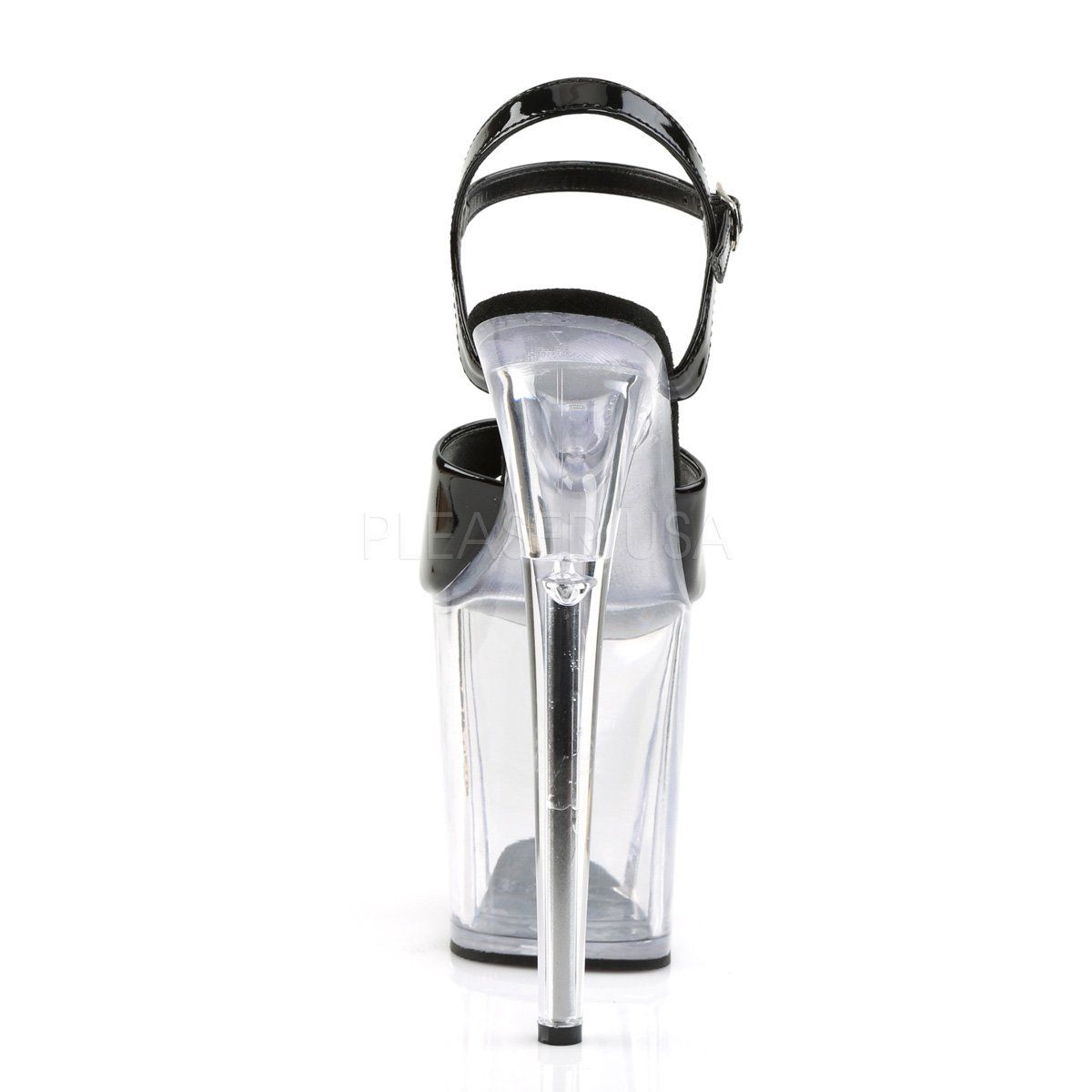 FLAMINGO-809 Black Patent/Clear Platform Sandal Pleaser