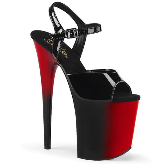 FLAMINGO-809BR Black Patent/Red-Black Platform Sandal Pleaser