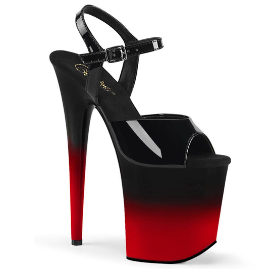FLAMINGO-809BR-H Black Patent-Red Platform Sandal Pleaser