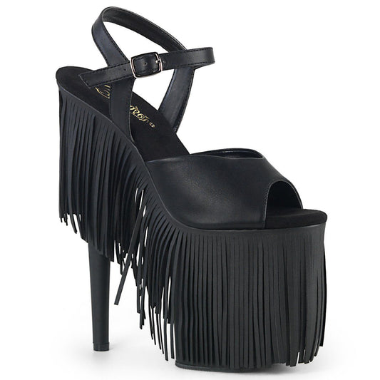 FLAMINGO-809FRG Black Faux Leather Platform Sandal Pleaser