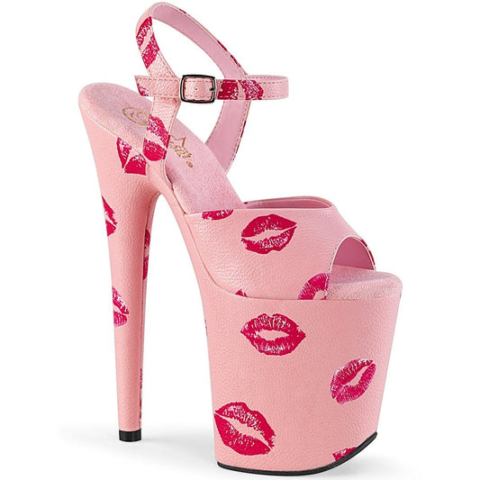 FLAMINGO-809KISSES BabyPink Faux Leather/BabyPink Faux Leather Platform Sandal Pleaser