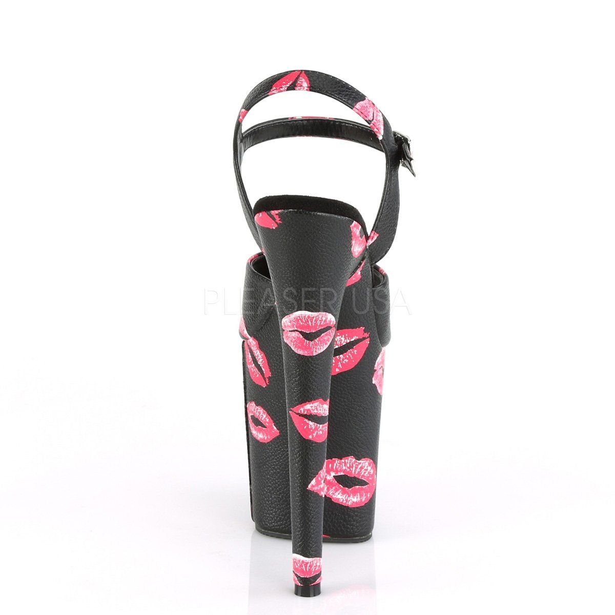 FLAMINGO-809KISSES Black Faux Leather/Black Faux Leather Platform Sandal Pleaser