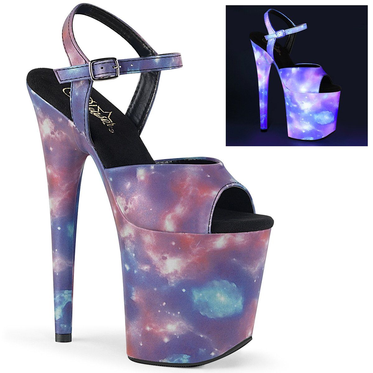 FLAMINGO-809REFL Purple-Blue Reflective/Purple-Blue Refl Platform Sandal Pleaser