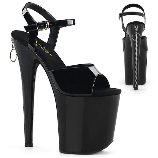 FLAMINGO-809Z Black Patent Platform Sandal Pleaser