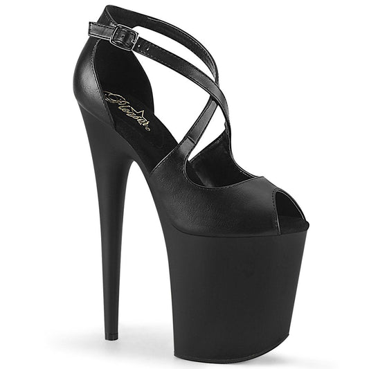 FLAMINGO-821 Black Faux Leather Platform Sandal Pleaser