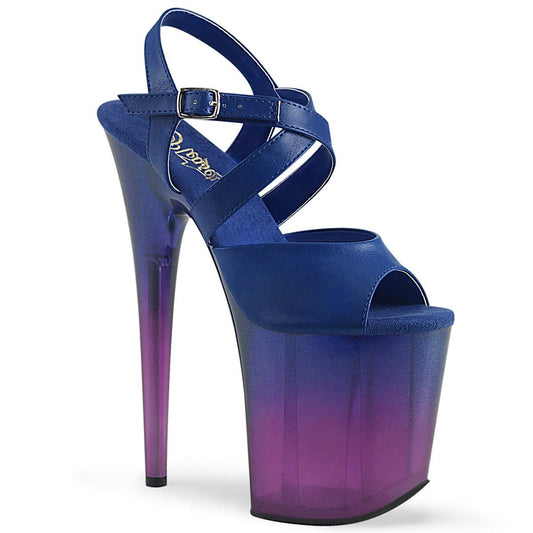 FLAMINGO-822T Blue Faux Leather/Blue-Purple Ombre Platform Sandal Pleaser