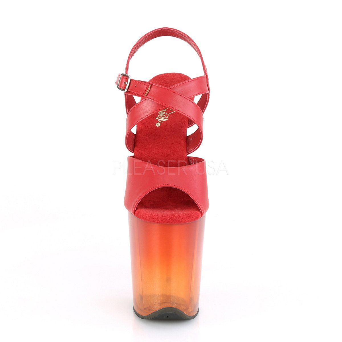 FLAMINGO-822T Red Faux Leather/Faded Red Platform Sandal Pleaser