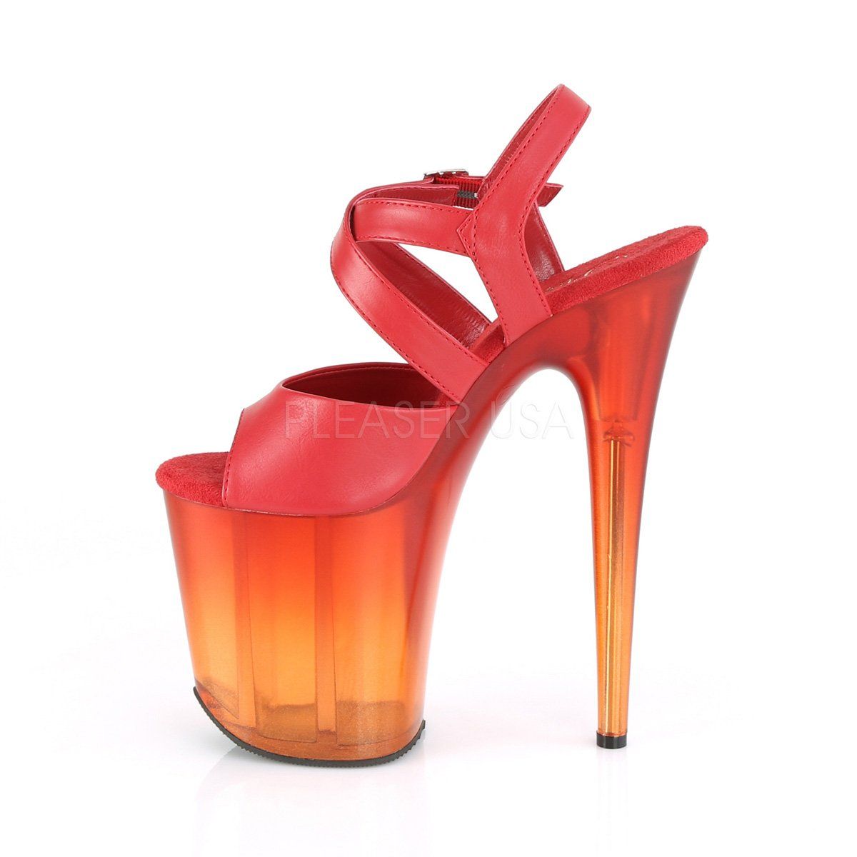 FLAMINGO-822T Red Faux Leather/Faded Red Platform Sandal Pleaser