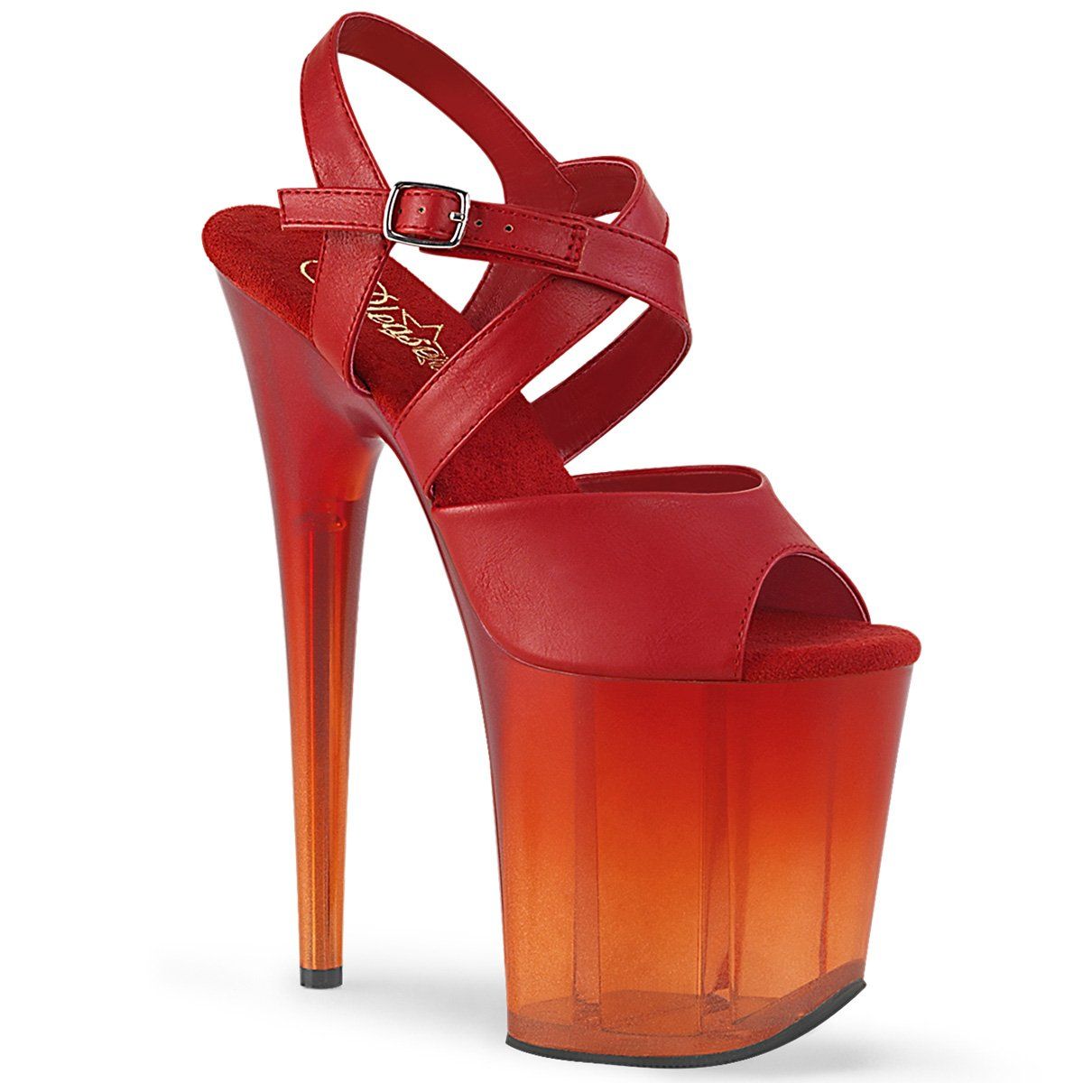 FLAMINGO-822T Red Faux Leather/Faded Red Platform Sandal Pleaser