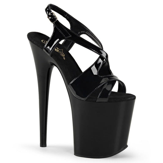 FLAMINGO-831 Black Patent Platform Sandal Pleaser