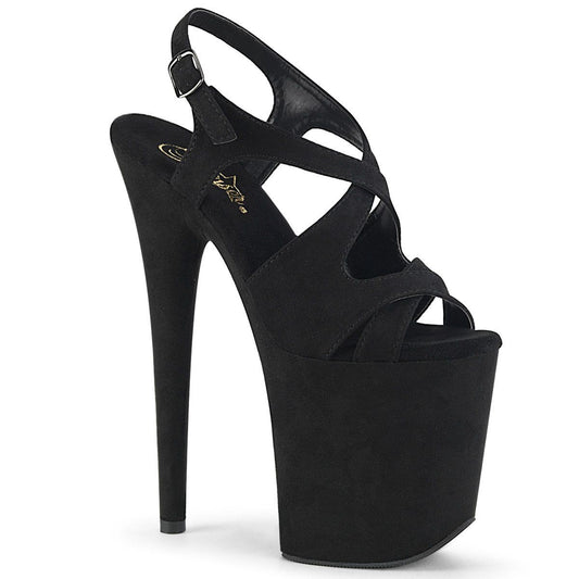 FLAMINGO-831FS Black Faux Suede/Black Faux Suede Platform Sandal Pleaser
