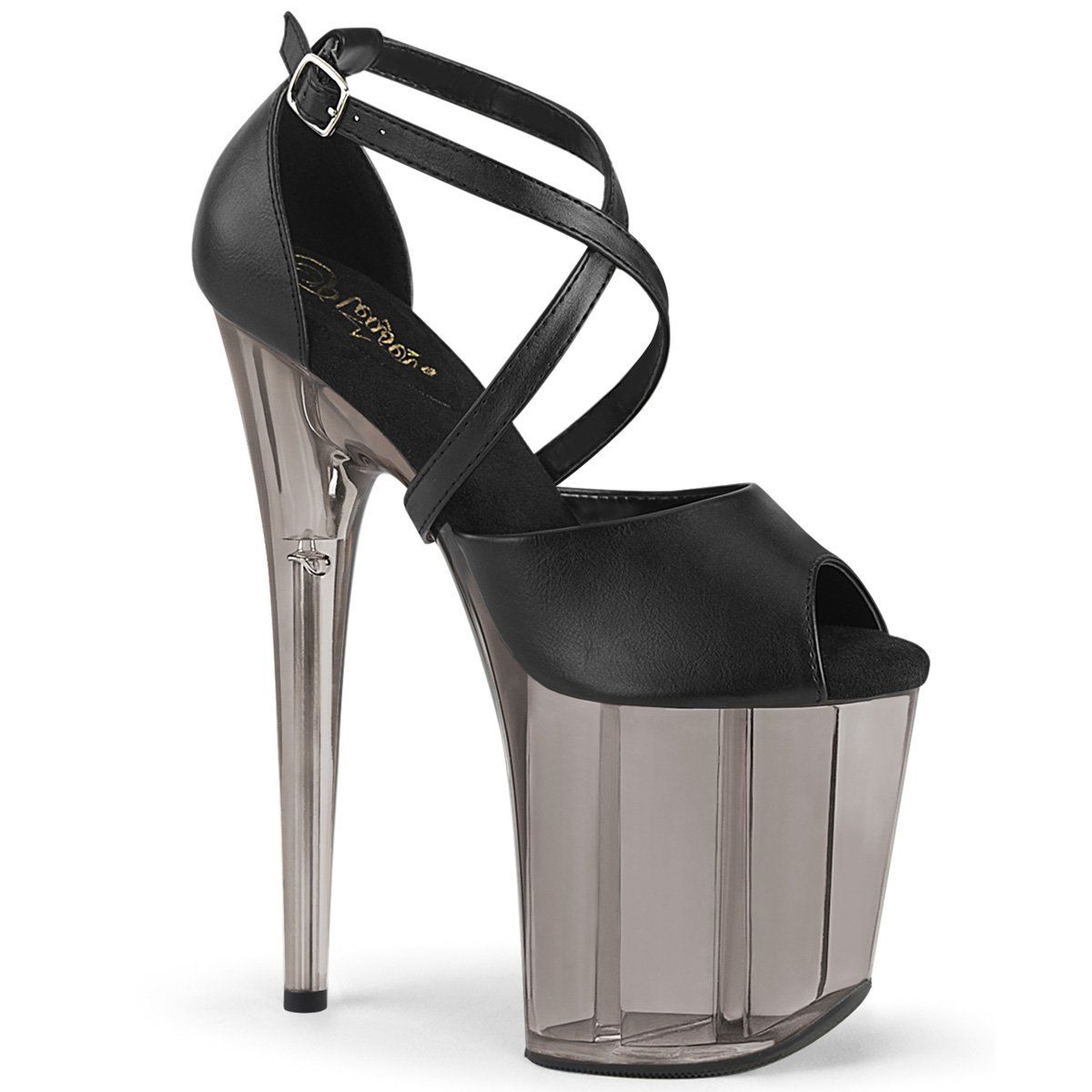 FLAMINGO-840T Black Faux Leather Platform Sandal Pleaser