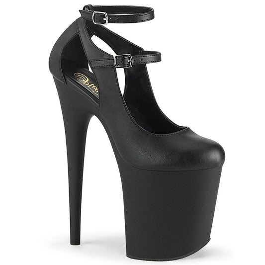 FLAMINGO-850 Black Faux Leather Mary Janes Pleaser