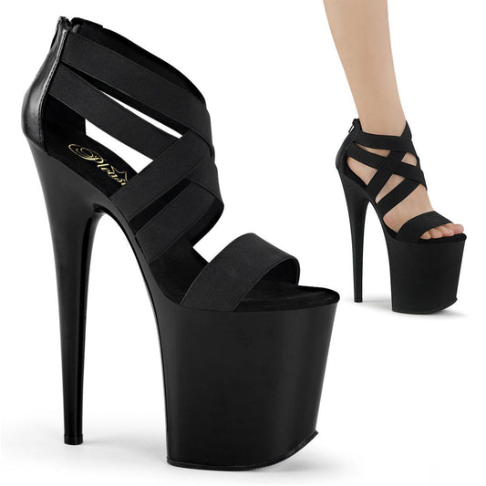 FLAMINGO-869 Black Elasticated Band Platform Sandal Pleaser