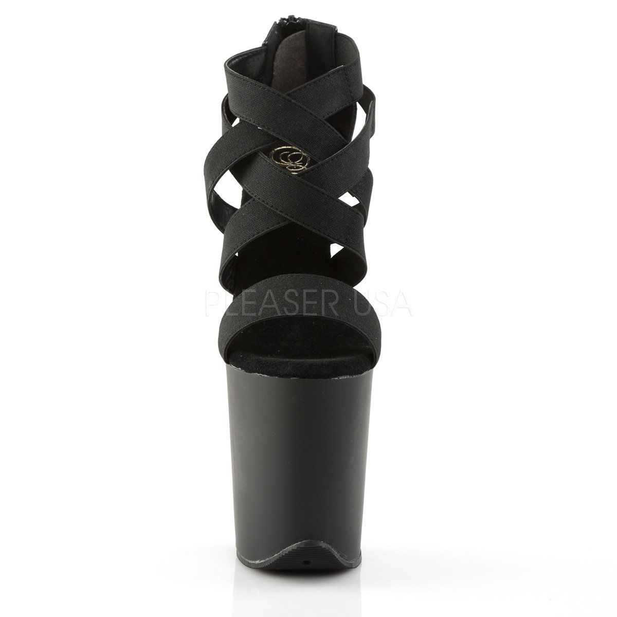 FLAMINGO-869 Black Elasticated Band Platform Sandal Pleaser