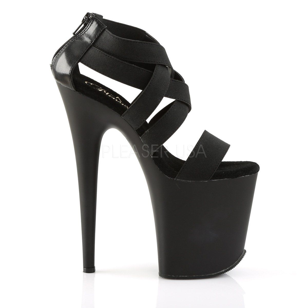 FLAMINGO-869 Black Elasticated Band Platform Sandal Pleaser