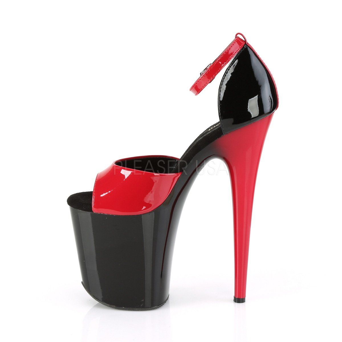 FLAMINGO-889 Red-Black Patent/Black-Red Platform Sandal Pleaser
