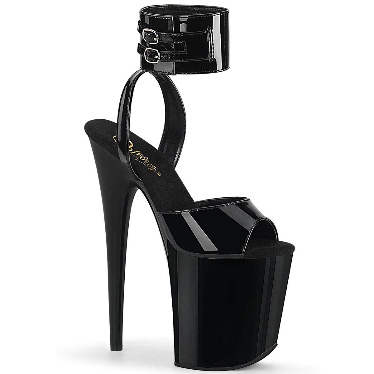 FLAMINGO-891 Black Patent/Black Platform Sandal Pleaser