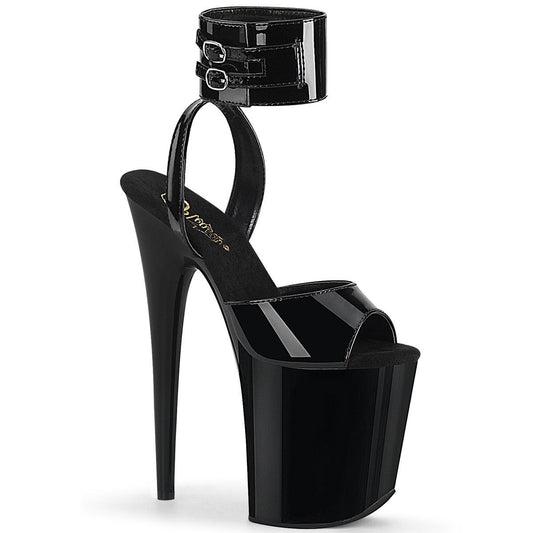 FLAMINGO-891 Black Patent/Black Platform Sandal Pleaser