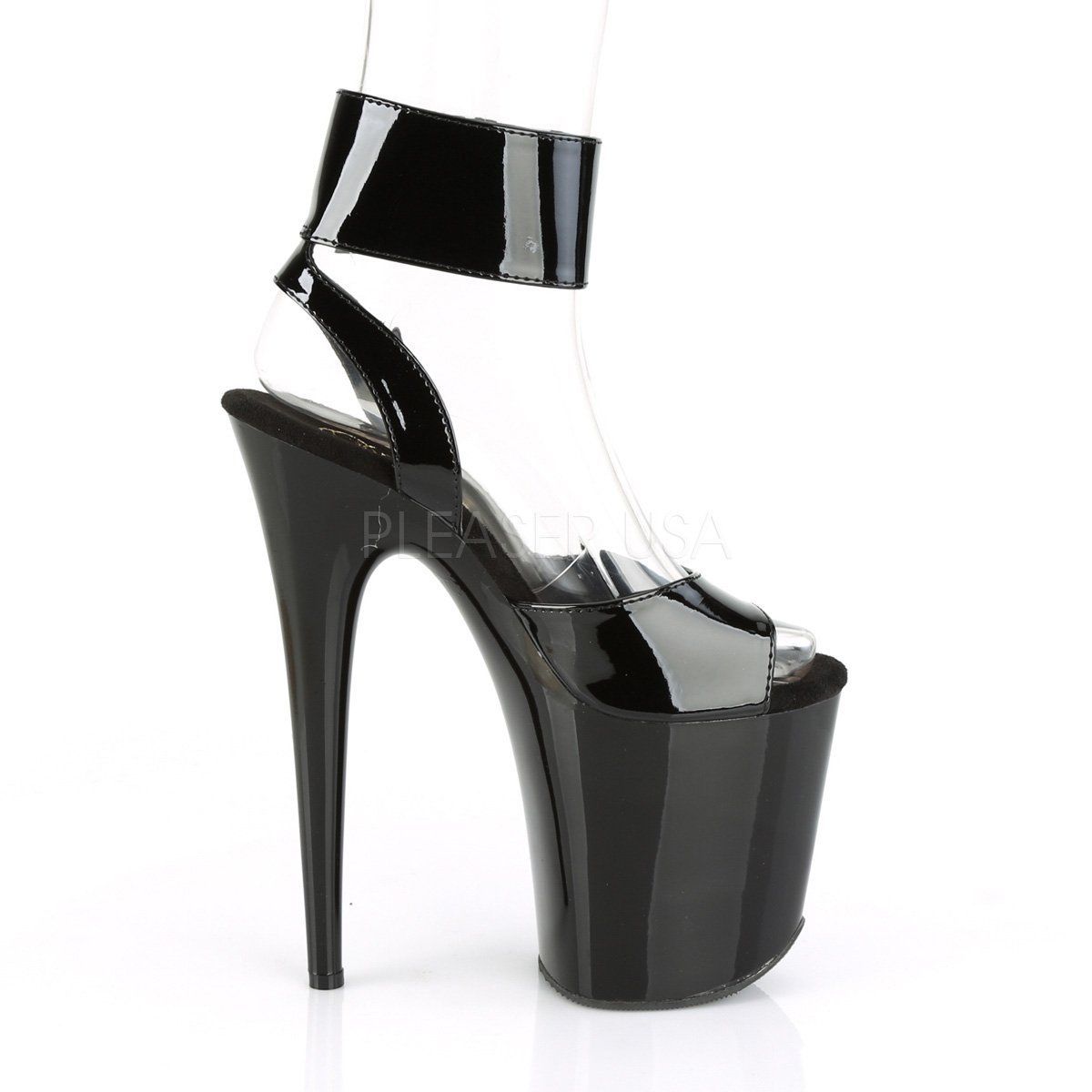 FLAMINGO-891 Black Patent/Black Platform Sandal Pleaser