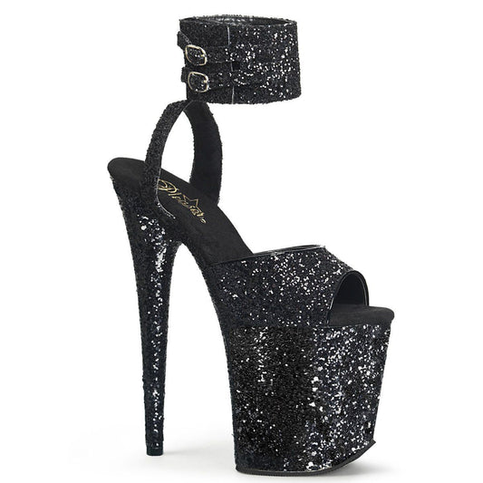 FLAMINGO-891LG Black Glitter/Black Glitter Platform Sandal Pleaser